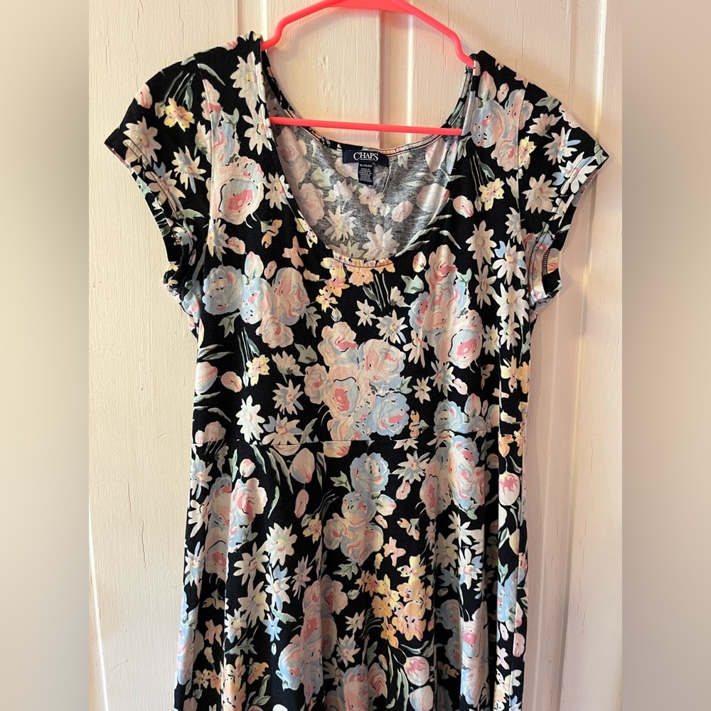 Chaps, XL, maxi dress, short sleeve, floral